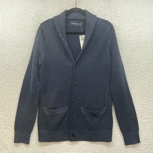 Abercrombie and Fitch Sweater Mens Small Blue Cardigan Casual Pockets Knit Prep